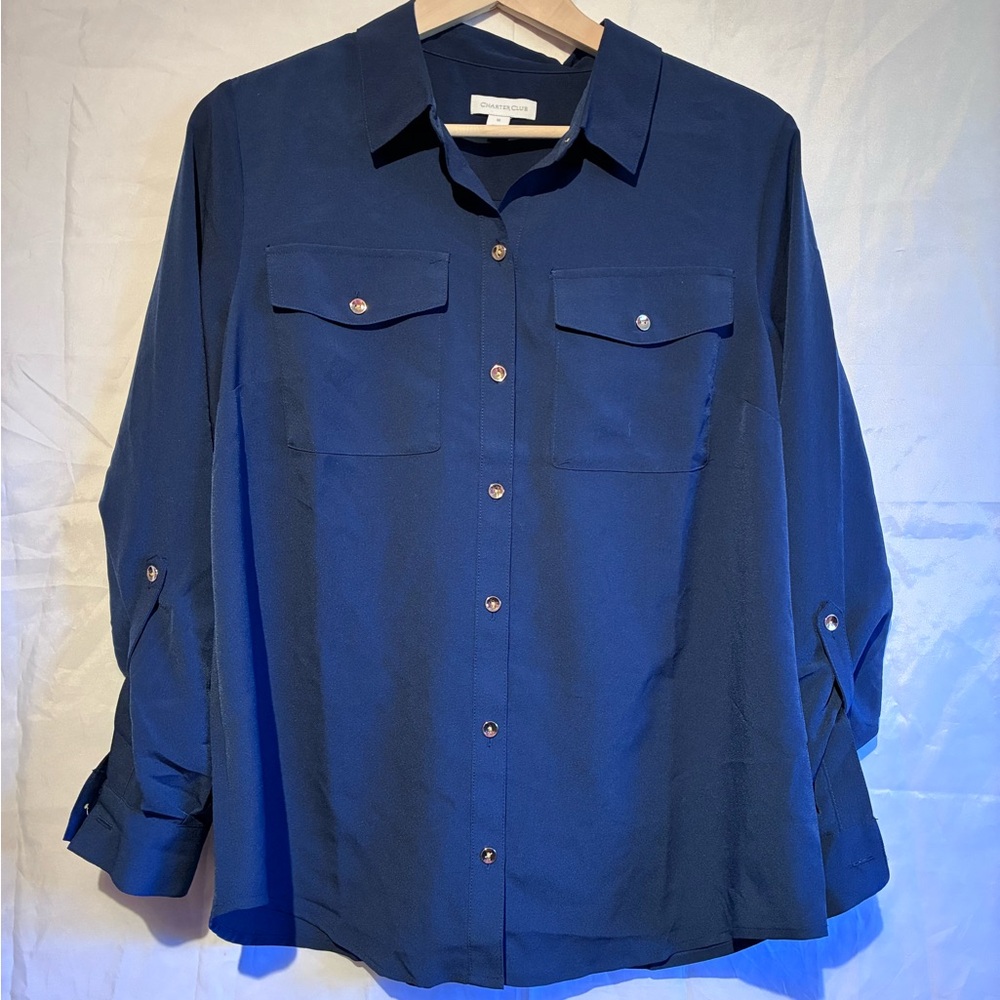 Charter Club Navy Button-Down Shirt